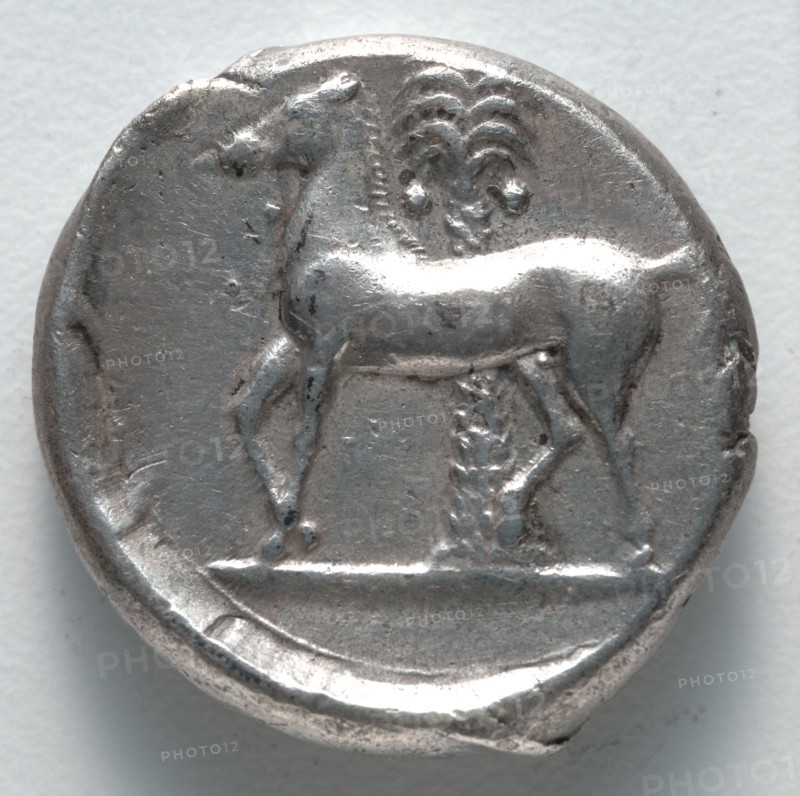 Tetradrachm: Persephone (reverse), 380 BC. Sicily, Greece, 4th century BC. Silver; diameter: 2.5 cm (1 in.).