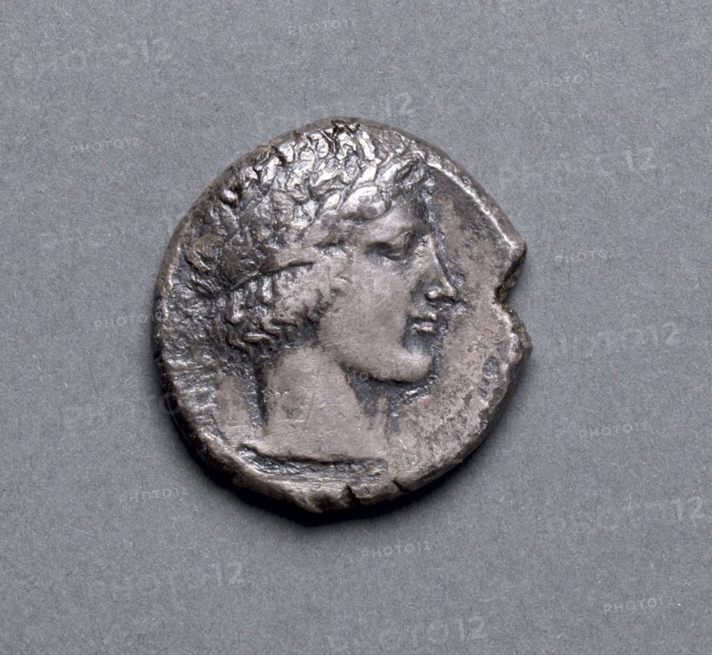 Tetradrachm: Apollo (obverse), 466-422 BC. Greece, 5th century BC. Silver; diameter: 2.6 cm (1 in.).