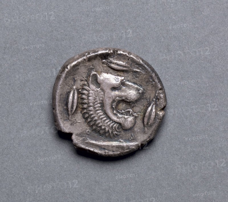 Tetradrachm: Lion (reverse), 466-422 BC. Greece, 5th century BC. Silver; diameter: 2.6 cm (1 in.).