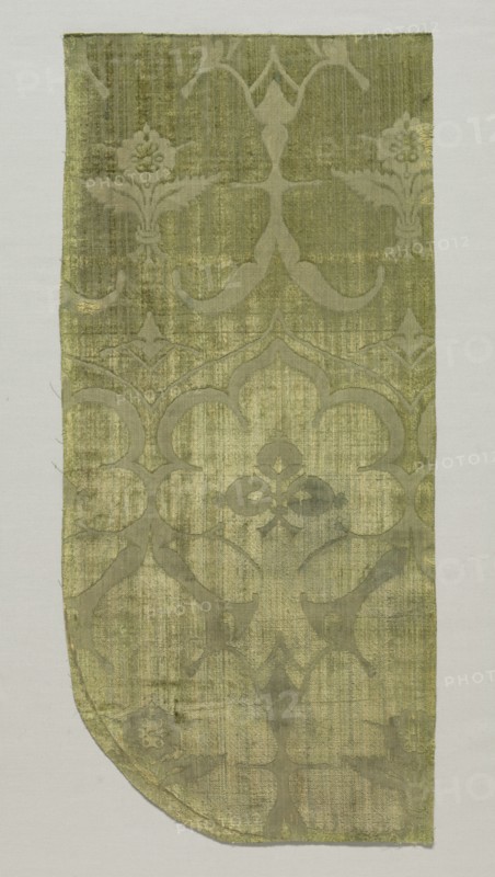 Fragment, probably from a Chasuble, 1400s. Italy. Silk with cut and voided velvet; overall: 63.5 x 29.9 cm (25 x 11 3/4 in.)