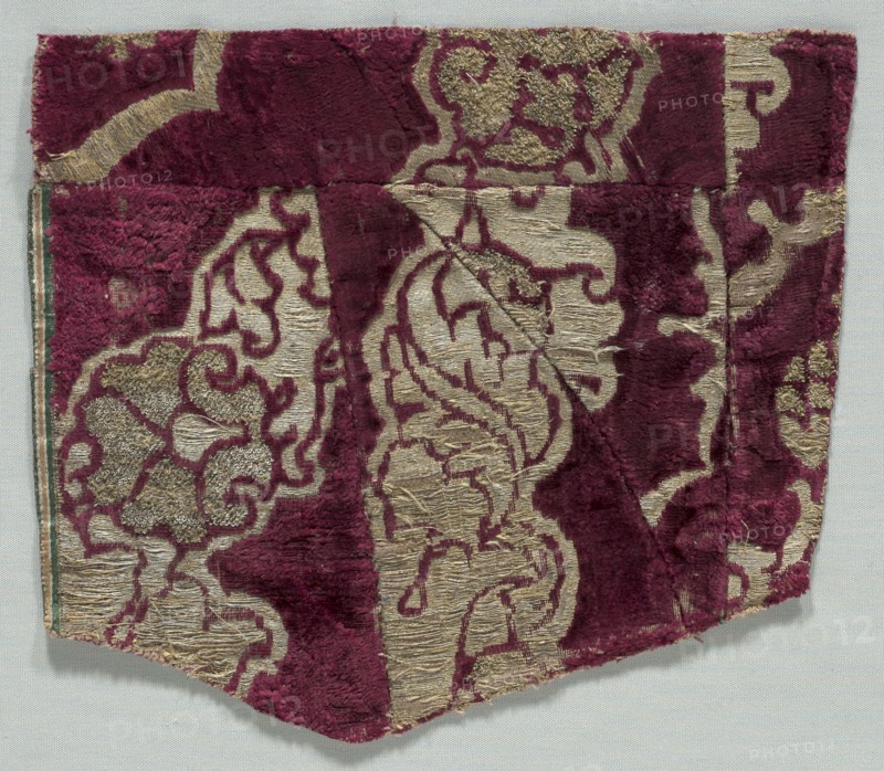 Velvet Fragment, 1400s. Italy, 15th century. Velvet (cut, voided, and brocaded); overall: 23.9 x 27 cm (9 7/16 x 10 5/8 in.)