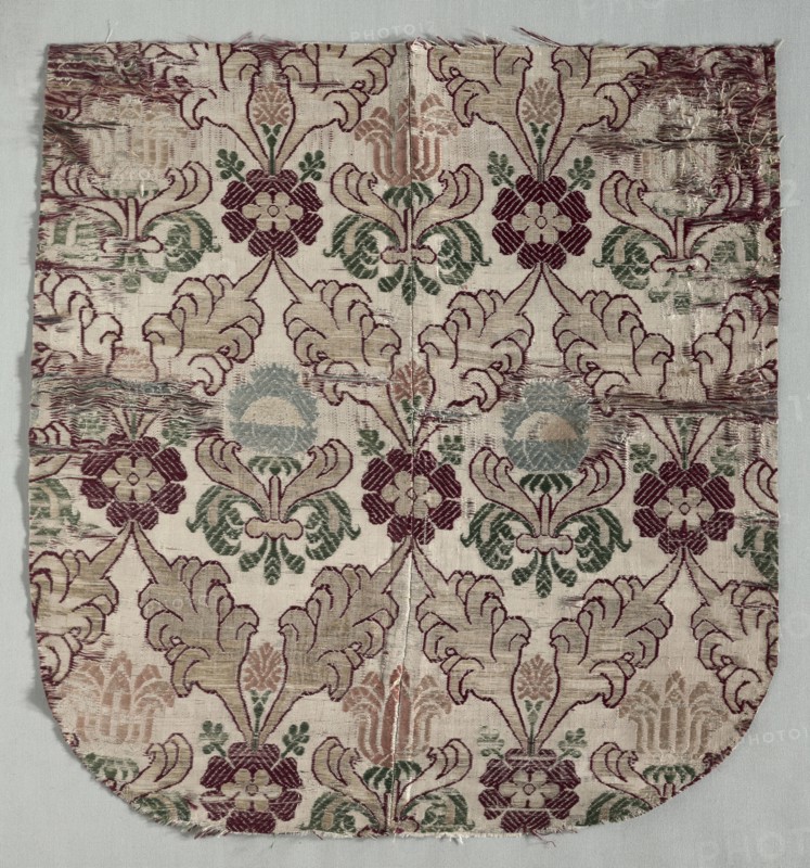Hood of a Cape, 1500s. Italy, 16th century. Brocade; overall: 49.5 x 46.5 cm (19 1/2 x 18 5/16 in.)