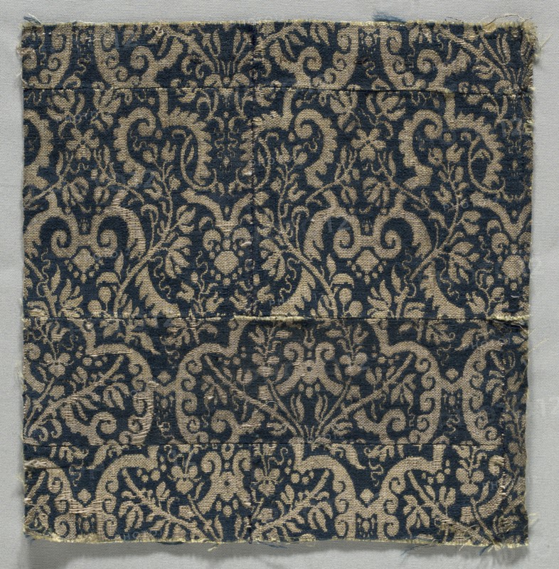 Textile Fragment, 1600s. Italy, 17th century. Lampas weave (?); overall: 24 x 23.3 cm (9 7/16 x 9 3/16 in.).