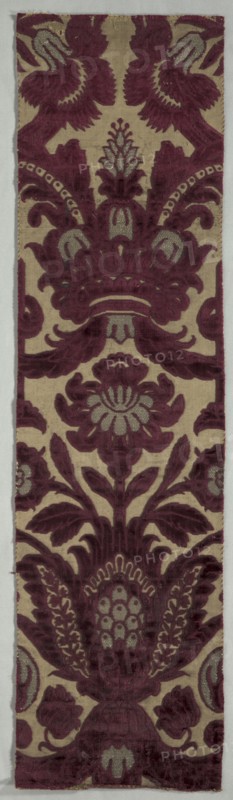 Velvet Textile, 1600s. Italy, Genoa ?, second half of 17th century. Velvet (cut and uncut); silk; overall: 90.2 x 24.2 cm (35 1/2 x 9 1/2 in.)