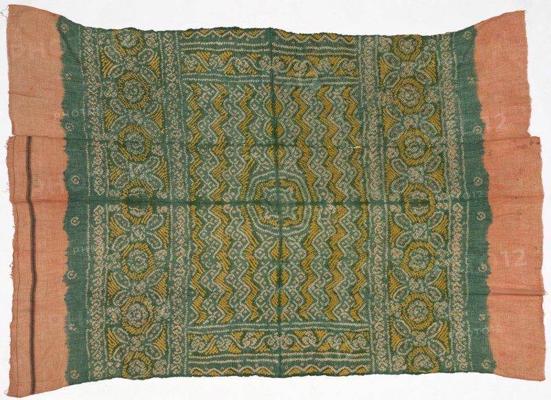 Fragment, 1800s. India, 19th century. Cotton; tied and dyed; overall: 137.2 x 188 cm (54 x 74 in.)