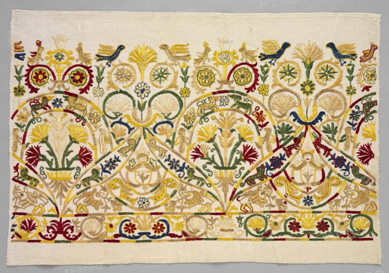 Fragment of a Skirt Border, 1700s - 1800s. Greece, Crete, 18th-19th century. Embroidery: silk on linen tabby ground; overall: 48.3 x 69.3 cm (19 x 27 5/16 in.)