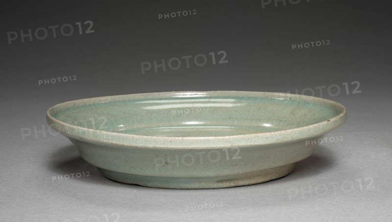 Bowl and Saucer with Incised Lotus and Peony Design, 1100s. Korea, Goryeo period (918-1392). Pottery; diameter: 17.9 cm (7 1/16 in.); overall: 9 cm (3 9/16 in.).