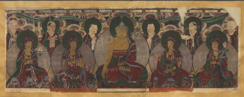 Assembly of Buddhist Deities, inscription dated 1846. Korea, Joseon dynasty (1392-1910). Handscroll; ink and color on silk; overall: 78 x 216 cm (30 11/16 x 85 1/16 in.).
