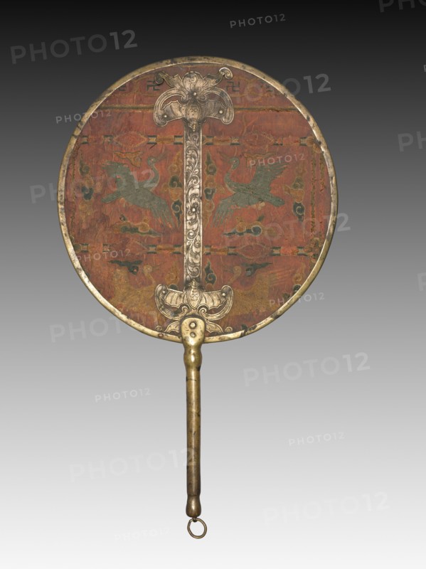 Embroidered Fan for Wedding Ceremony, 1850-1950. Korea, Joseon dynasty (1392-1910). diameter: 25.6 cm (10 1/16 in.).