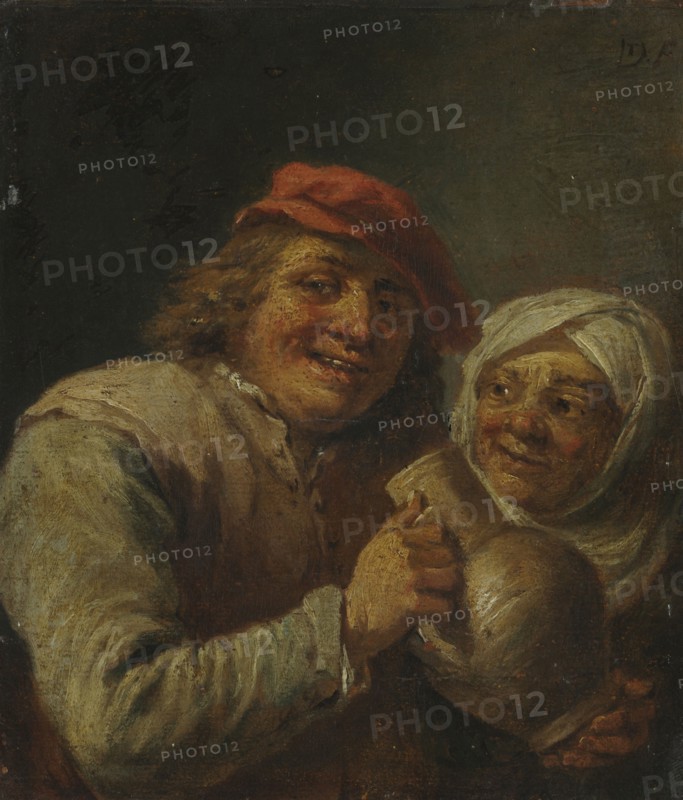 Old Man and Woman, 1700s. Imitator of David Teniers (Flemish, 1610-1690). Oil on wood; unframed: 13.8 x 12 cm (5 7/16 x 4 3/4 in.).