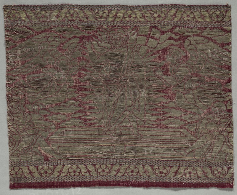 Orphrey Band, late 1400s. Italy, Florence, late 15th century. Lampas weave, silk and gold thread; overall: 32.4 x 42.6 cm (12 3/4 x 16 3/4 in.).