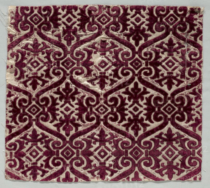Velvet Brocaded Textile, late 1500s. Italy, late 16th century. Velvet (brocaded); overall: 36.2 x 40 cm (14 1/4 x 15 3/4 in.)