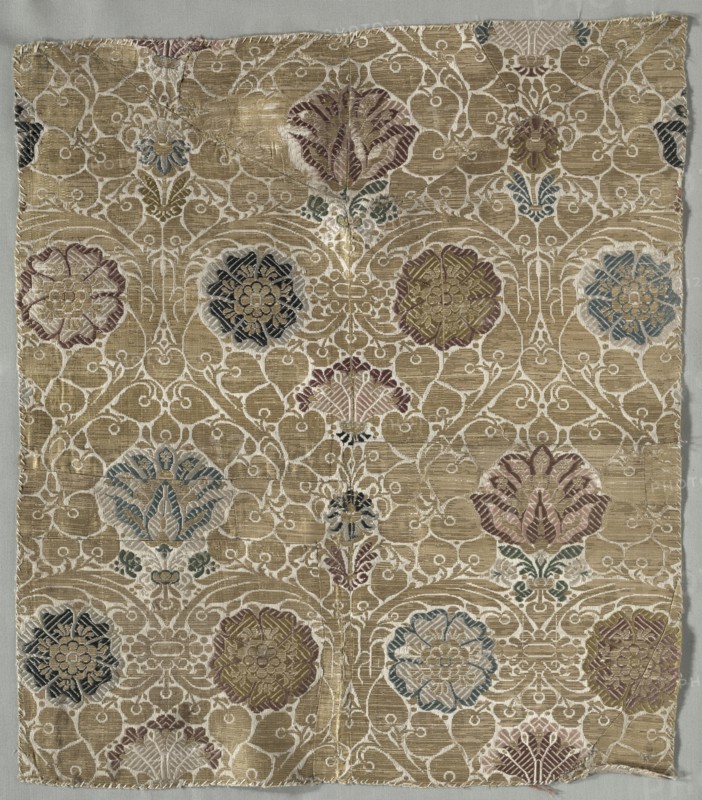 Brocaded Textile, late 1500s. Italy, late 16th century. Brocade; silk and metal; overall: 52.1 x 46.3 cm (20 1/2 x 18 1/4 in.)