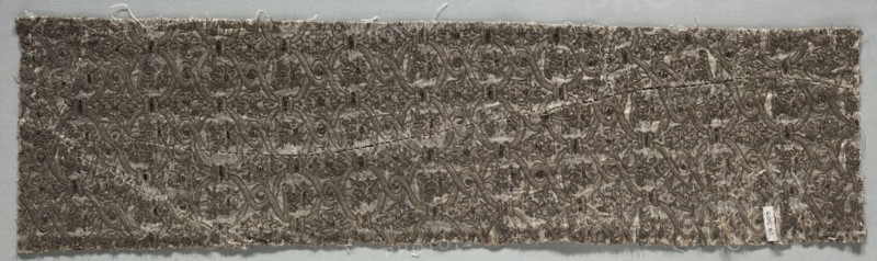 Brocaded Textile, early 1600s. Italy, early 17th century. Plain compound cloth, brocaded and couched; silk and metal thread; overall: 62.2 x 16.5 cm (24 1/2 x 6 1/2 in.)