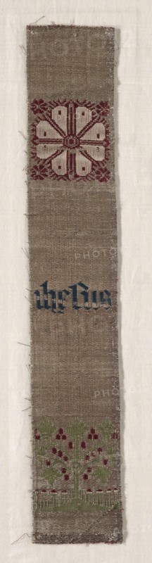Fragment of a Band, 1300s - 1400s. Germany, Cologne, 14th-15th century. Compound twill weave; overall: 47 x 8 cm (18 1/2 x 3 1/8 in.)