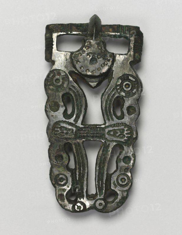 Buckle, 600s. Frankish, Migration period, 7th century. Bronze and silver overlay; overall: 8.3 x 3.9 cm (3 1/4 x 1 9/16 in.).