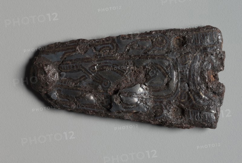 Clasp, 600s. Merovingian, Burgundian, Migration period, 7th century. Iron with silver overlay; overall: 7.7 x 3.9 cm (3 1/16 x 1 9/16 in.).