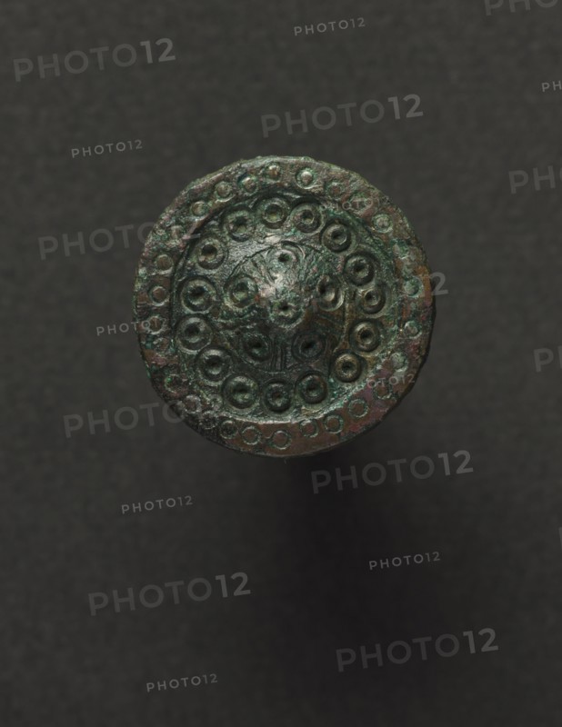 Brooch, 600s. Frankish, Migration period, 7th century. Bronze and silver overlay; diameter: 3.2 cm (1 1/4 in.)