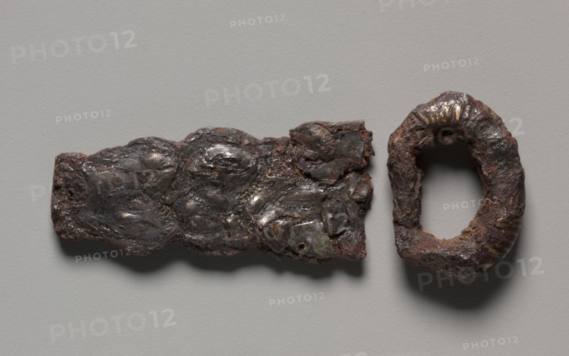 Buckle, 600s. Merovingian, Burgundian, Migration period, 7th century. Iron with silver overlay; overall: 15.6 cm (6 1/8 in.)