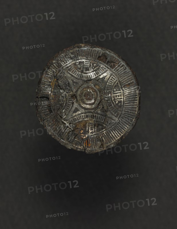 Disk Ornament, 600s. Frankish, Migration period, 7th century. Iron with silver overlay; overall: 3.6 x 0.6 cm (1 7/16 x 1/4 in.)