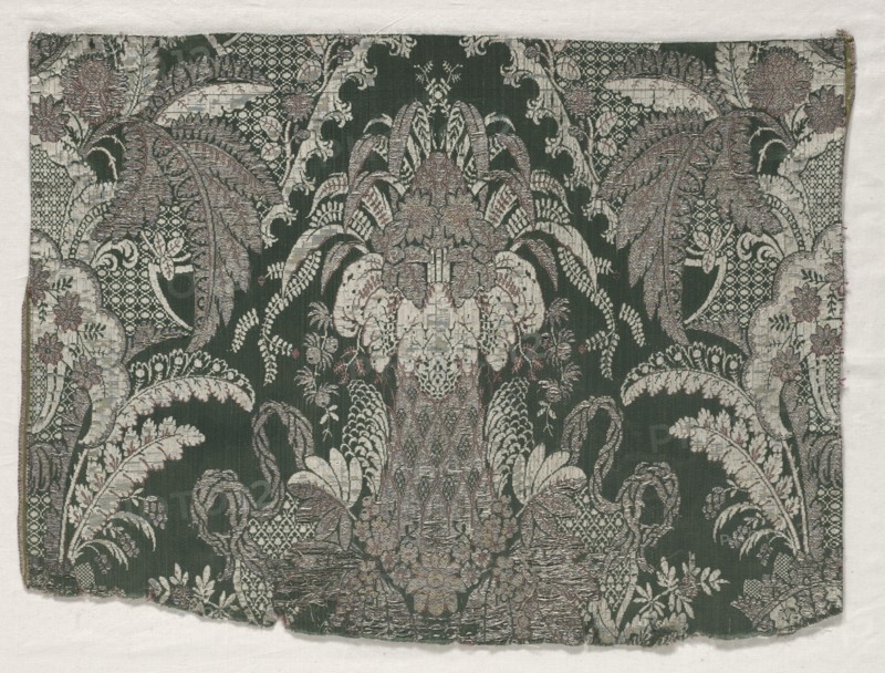 Brocade Fragment, early 1700s. France, early 18th century, late Baroque. Brocaded silk; overall: 52.1 x 39.4 cm (20 1/2 x 15 1/2 in.).
