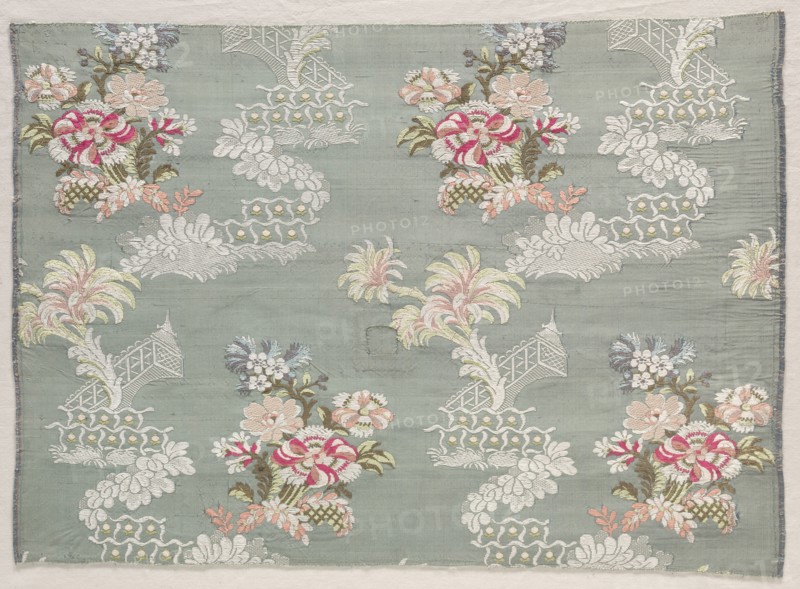 Taffeta, Brocaded, c. 1750. France, mid 18th century, Period of Louis XV (1723-1774). Taffeta, brocaded; silk; overall: 40.2 x 50.8 cm (15 13/16 x 20 in.)