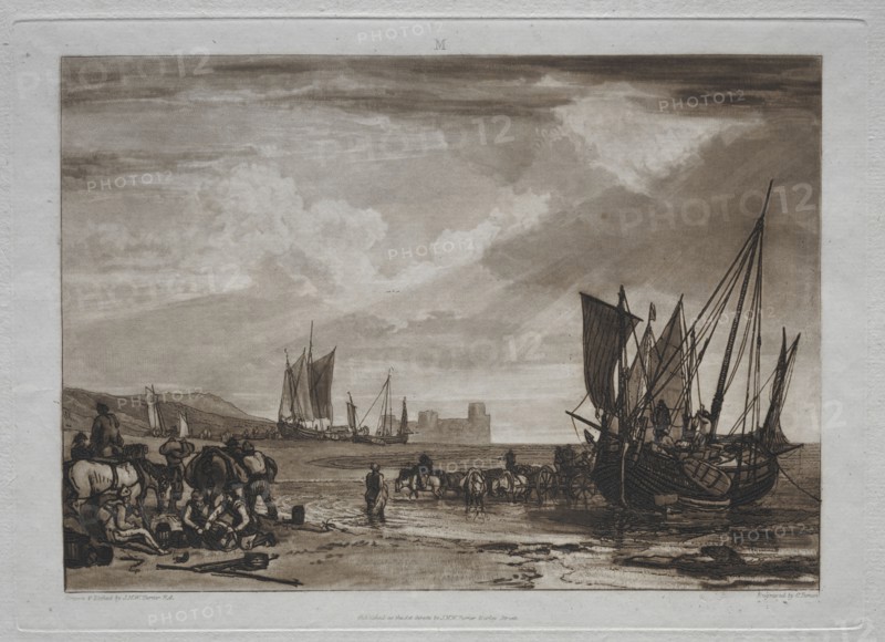 Liber Studiorum:  Vessels Unloading. Joseph Mallord William Turner (British, 1775-1851). Etching and mezzotint