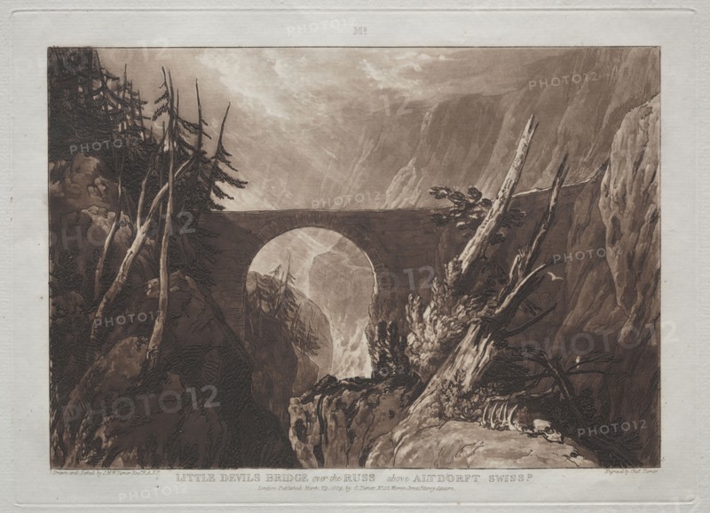 Liber Studiorum:  Little Devil's Bridge over the Russ, above Altdorft, Swiss. Joseph Mallord William Turner (British, 1775-1851). Etching and mezzotint