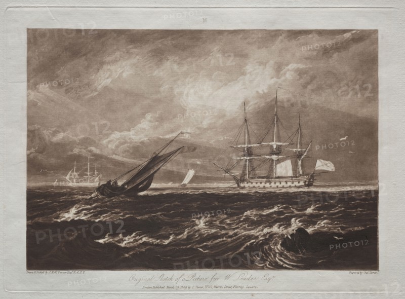 Liber Studiorum:  The Leader Sea-piece. Joseph Mallord William Turner (British, 1775-1851). Etching and mezzotint