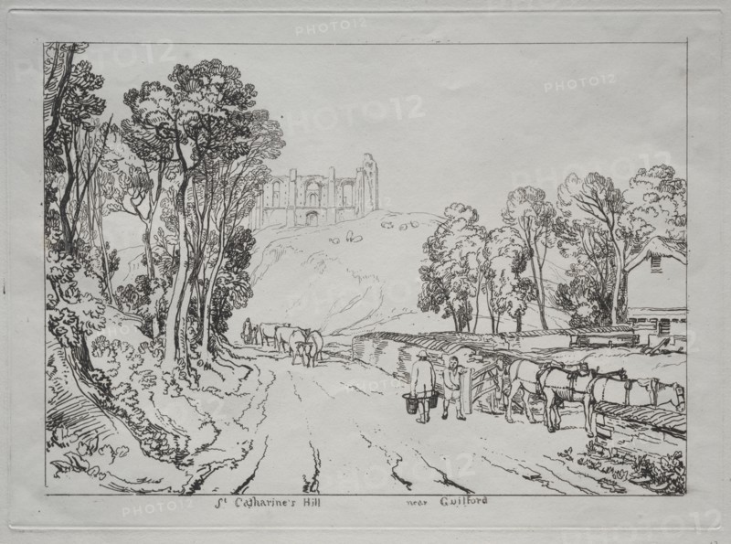 Liber Studiorum:  St. Catherine's Hill, near Guilford. Joseph Mallord William Turner (British, 1775-1851). Etching and mezzotint