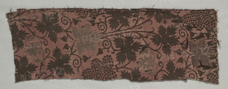 Brocaded Silk Fragment, c. 1360-1390. Italy, 14th century. Lampas weave, brocaded; silk and metal thread; overall: 41.9 x 15.2 cm (16 1/2 x 6 in.)