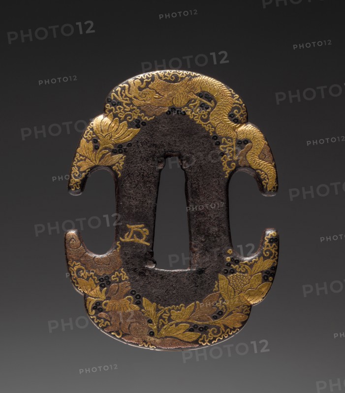 Sword Guard, early 19th century. Japan, Kyoto school, Edo period (1615-1868). Iron with gold inlay; average: 5.8 x 4.5 cm (2 5/16 x 1 3/4 in.).