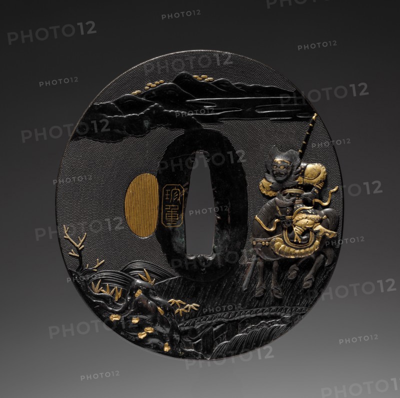 Sword Guard, mid 19th century. Yoshishige (Japanese). Bronze and gold foil; diameter: 7.7 cm (3 1/16 in.).