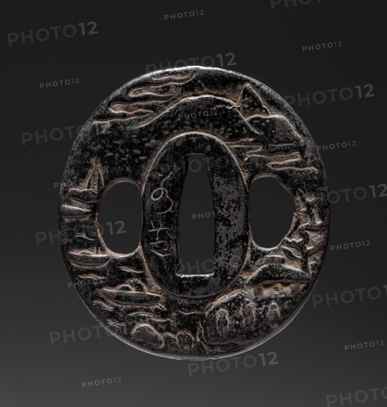 Sword Guard, late 17th century. Japan, Jakushi School, Edo period (1615-1868). Iron; average: 5.8 x 6.1 cm (2 5/16 x 2 3/8 in.).