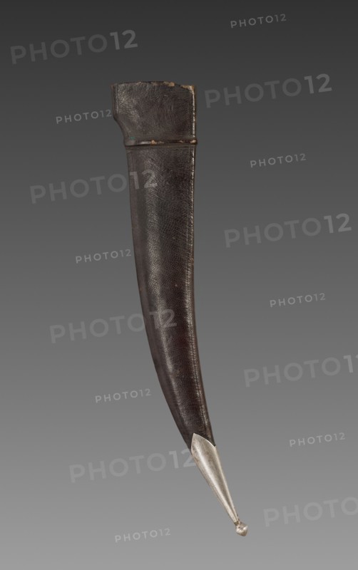 Scabbard for Dagger, 1800s. India, 19th century. Bronze and jade with leather and silver; overall: 41 cm (16 1/8 in.); blade: 27.7 cm (10 7/8 in.).