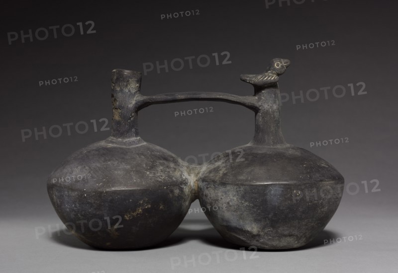 Bottle, 1300-1400. Peru, Chimu, 14th century. Pottery; overall: 18.2 x 28.3 x 13.9 cm (7 3/16 x 11 1/8 x 5 1/2 in.).