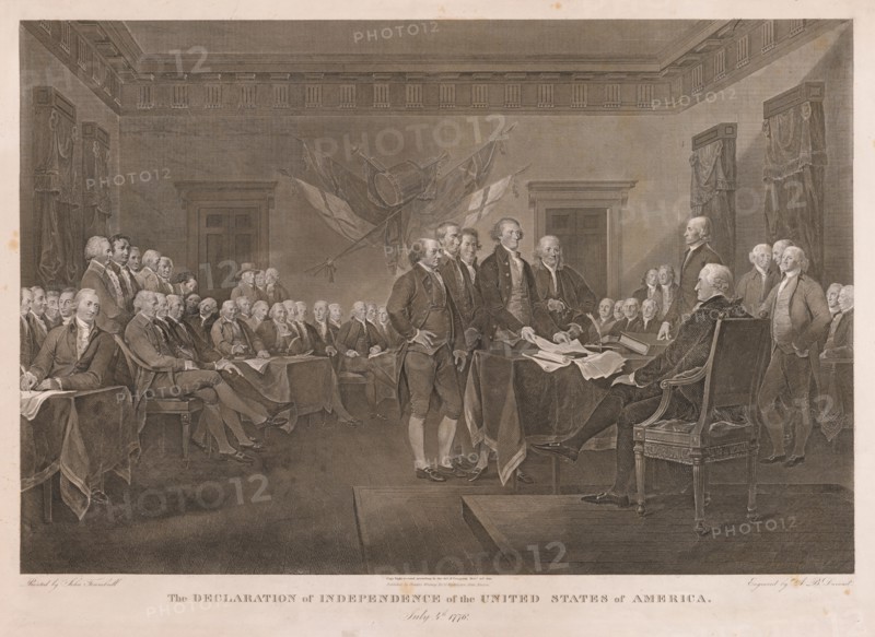 Signing the Declaration of Independence. Asher Brown Durand (American, 1796-1886). Etching