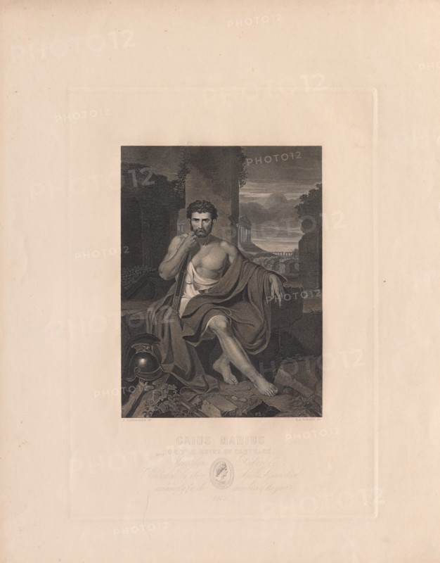 Caius Marius on the Ruins of Carthage. Stephen Alonso Schoff (American, 1818-1905). Engraving