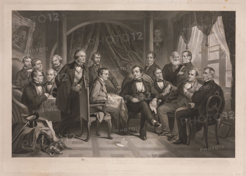 Washington Irving and his Literary Friends at Sunnyside, 1864. Thomas Oldham Barlow (British, 1824-1889). Engraving