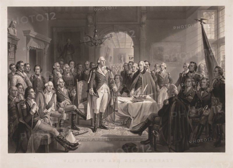 Washington and his Generals with Key. Alexander Hay Ritchie (American, 1822-1895). Engraving
