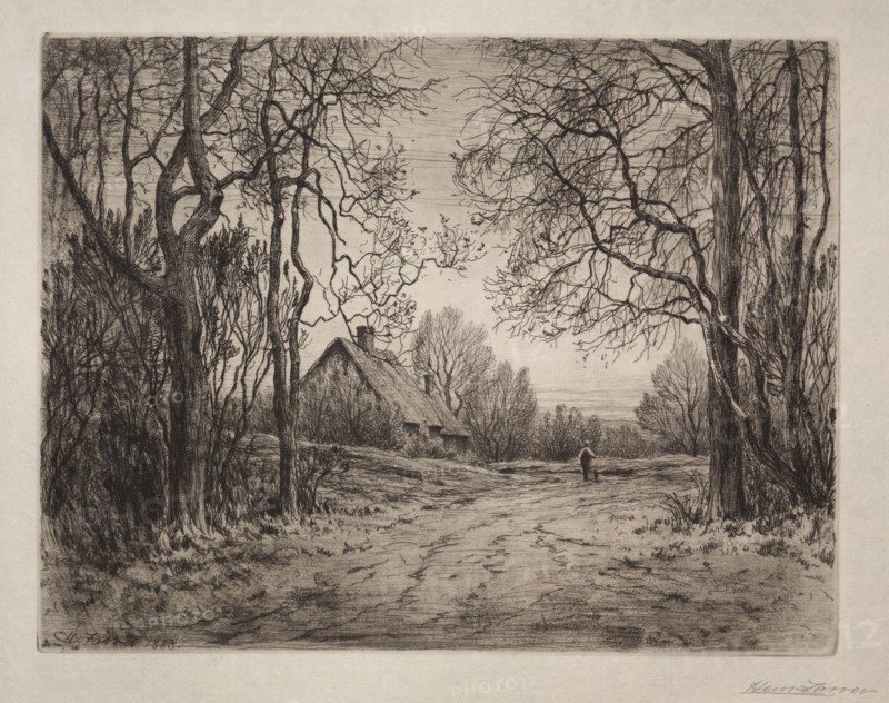 111: Winter Evening, 1883. Henry Farrer (American, 1843-1903). Etching