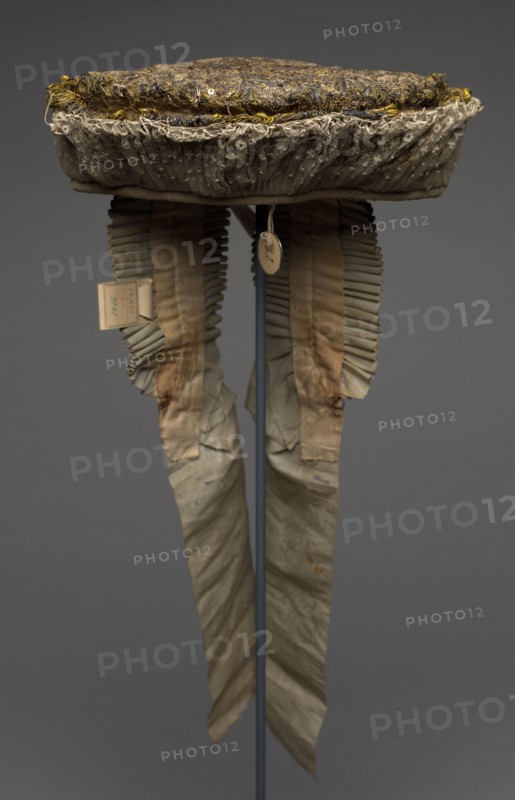 Embroidered Headdress (Called "Triesische"), 1700s. Germany, 18th century. Embroidery, metallic thread and spangles; lace edging and ribbon streamers; overall: 55.9 x 25.4 cm (22 x 10 in.)