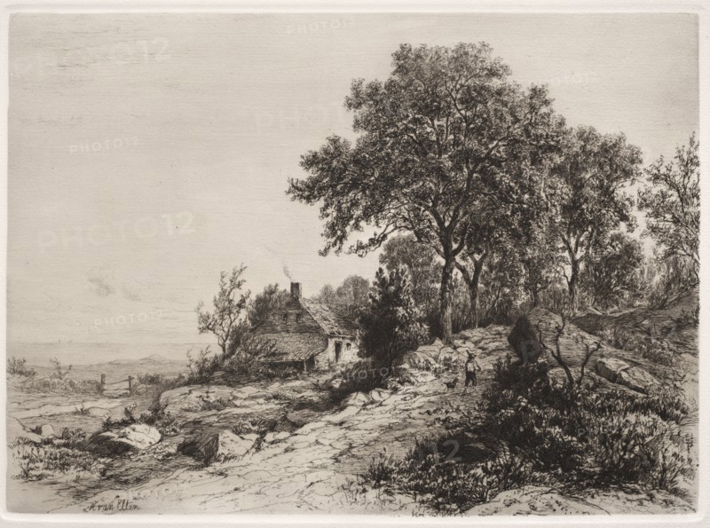 109: Cottage by the Sea. Hendrik Dirk Kruseman van Elten (American, 1829-1904). Etching