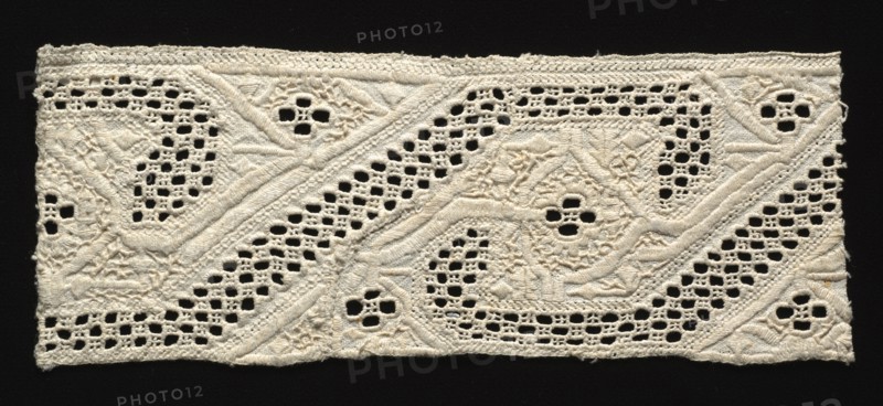 Needlepoint (Cutwork) Lace Insertion, 16th century. Italy, Venice, 16th century. Lace, needlepoint: linen; average: 9.6 x 24.5 cm (3 3/4 x 9 5/8 in.)