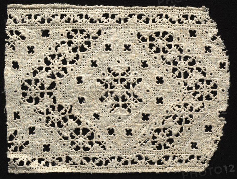 Needlepoint (Cutwork) Lace Insertion, 16th century. Italy, Venice, 16th century. Lace, needlepoint: linen; average: 14.7 x 19.4 cm (5 13/16 x 7 5/8 in.).