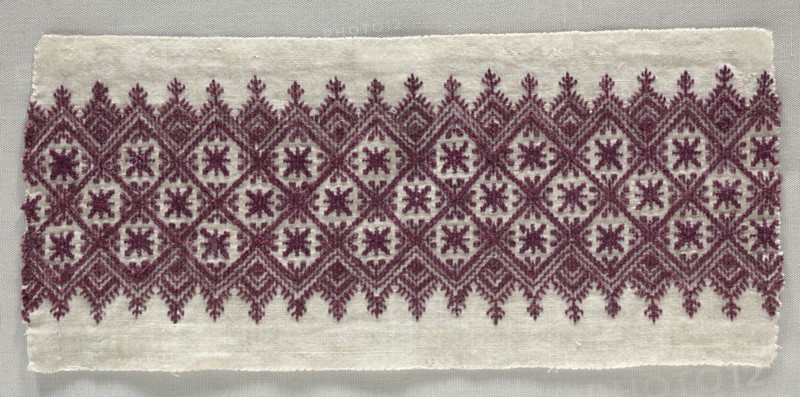 Band for Edge of Mattress, 18th-19th cnetury. Morocco, Fez, 18th-19th century. Embroidery: silk on cotton tabby ground; average: 29.2 x 13.7 cm (11 1/2 x 5 3/8 in.)
