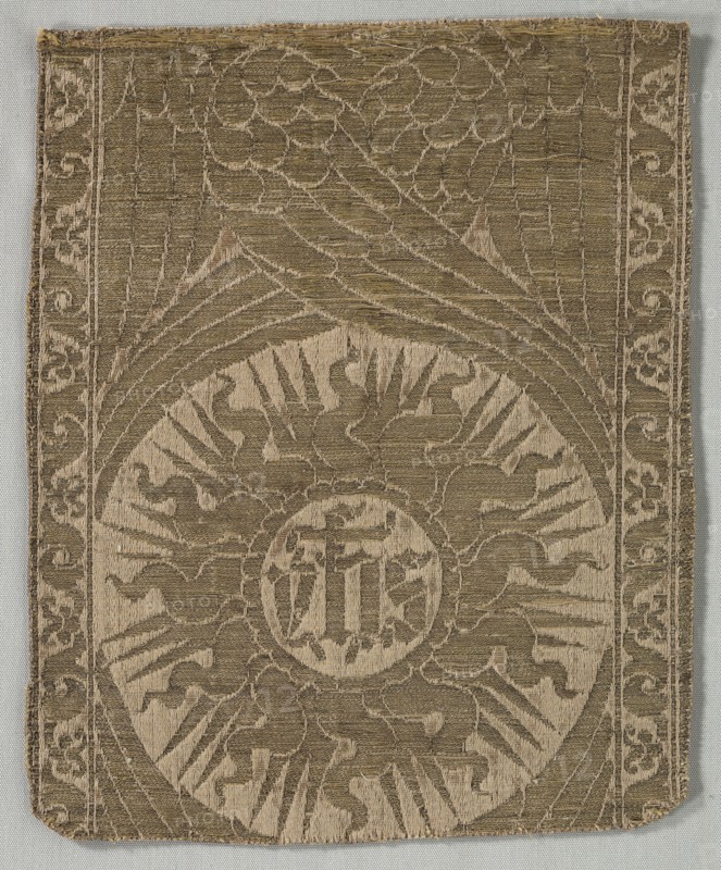 Fragment of an Orphrey Band, early 1500s. Italy, early 16th century. Lampas weave; overall: 26.1 x 20.7 cm (10 1/4 x 8 1/8 in.)