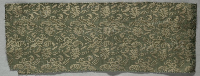 Textile Fragment, 1500s - 1600s. Italy, Perugia, 16th-17th century. Satin, brocaded; silk and metal thread; overall: 18.4 x 48.9 cm (7 1/4 x 19 1/4 in.).
