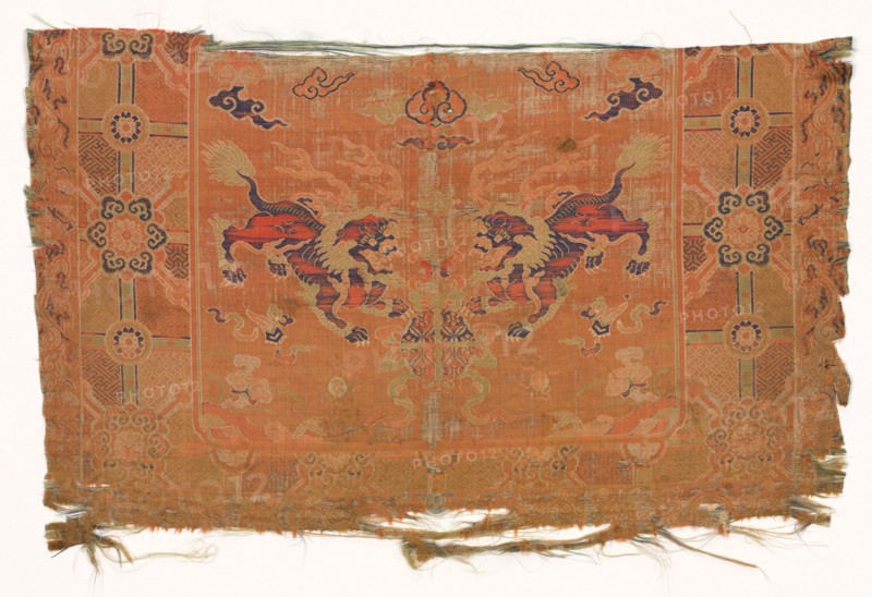 Fragment, 1700 - 1720. China, early 18th century. Twill ground; silk diasper weave; overall: 31.8 x 50.8 cm (12 1/2 x 20 in.)