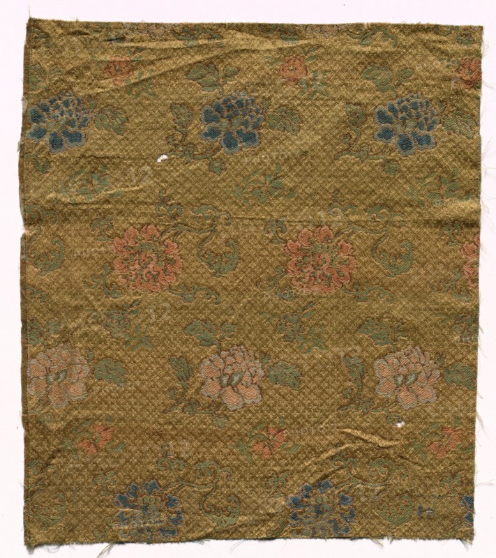 Silk Damask Fragment, 19th century. China, 19th century. Silk, damask; overall: 36 x 31.2 cm (14 3/16 x 12 5/16 in.)